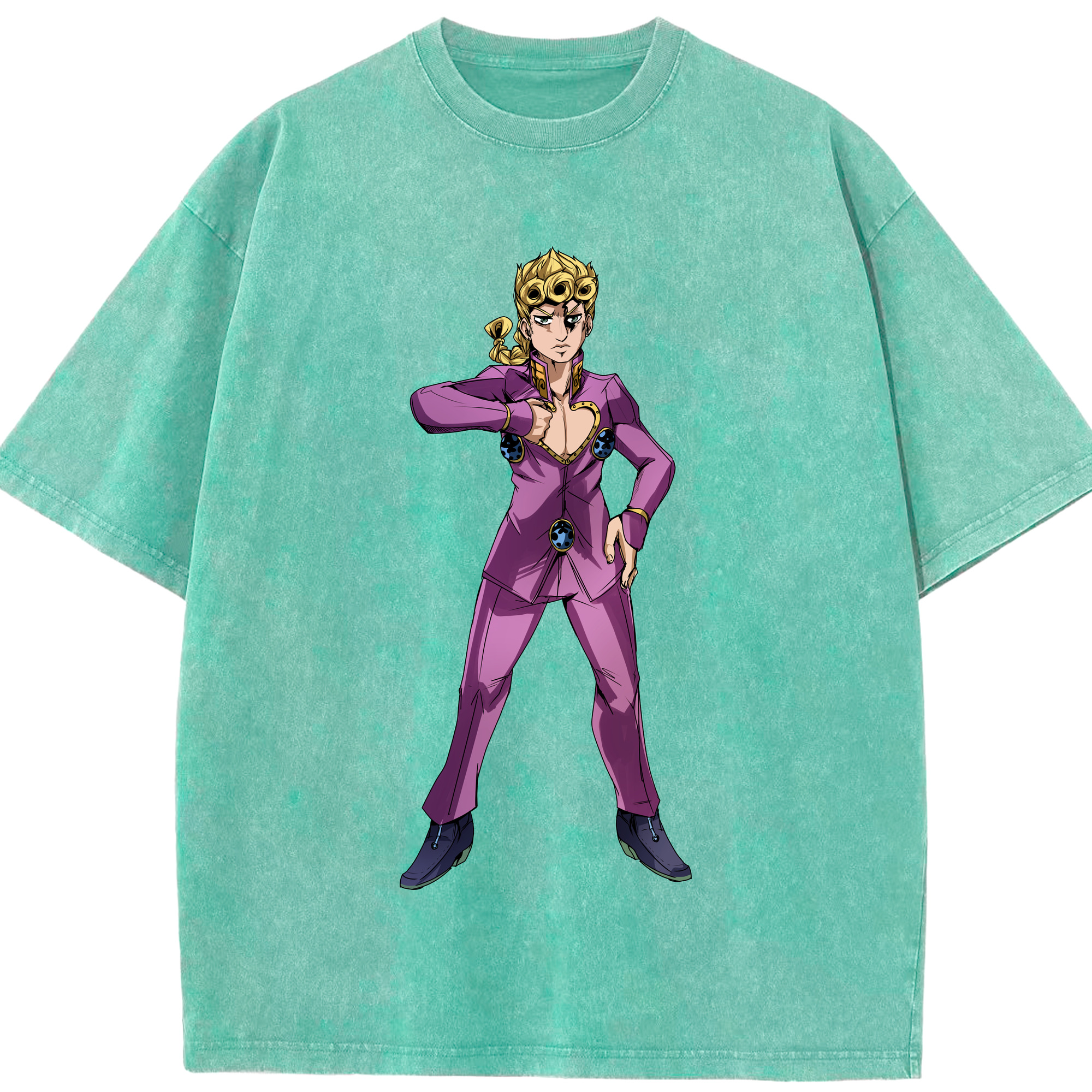 （画像用） ジョジョの奇妙な冒険 ジョルノ?ジョバァーナ JoJo's Bizarre Adventure Giorno Giovanna 綿100% ヴィンテージ風 半袖Tシャツ（フロントプリント）